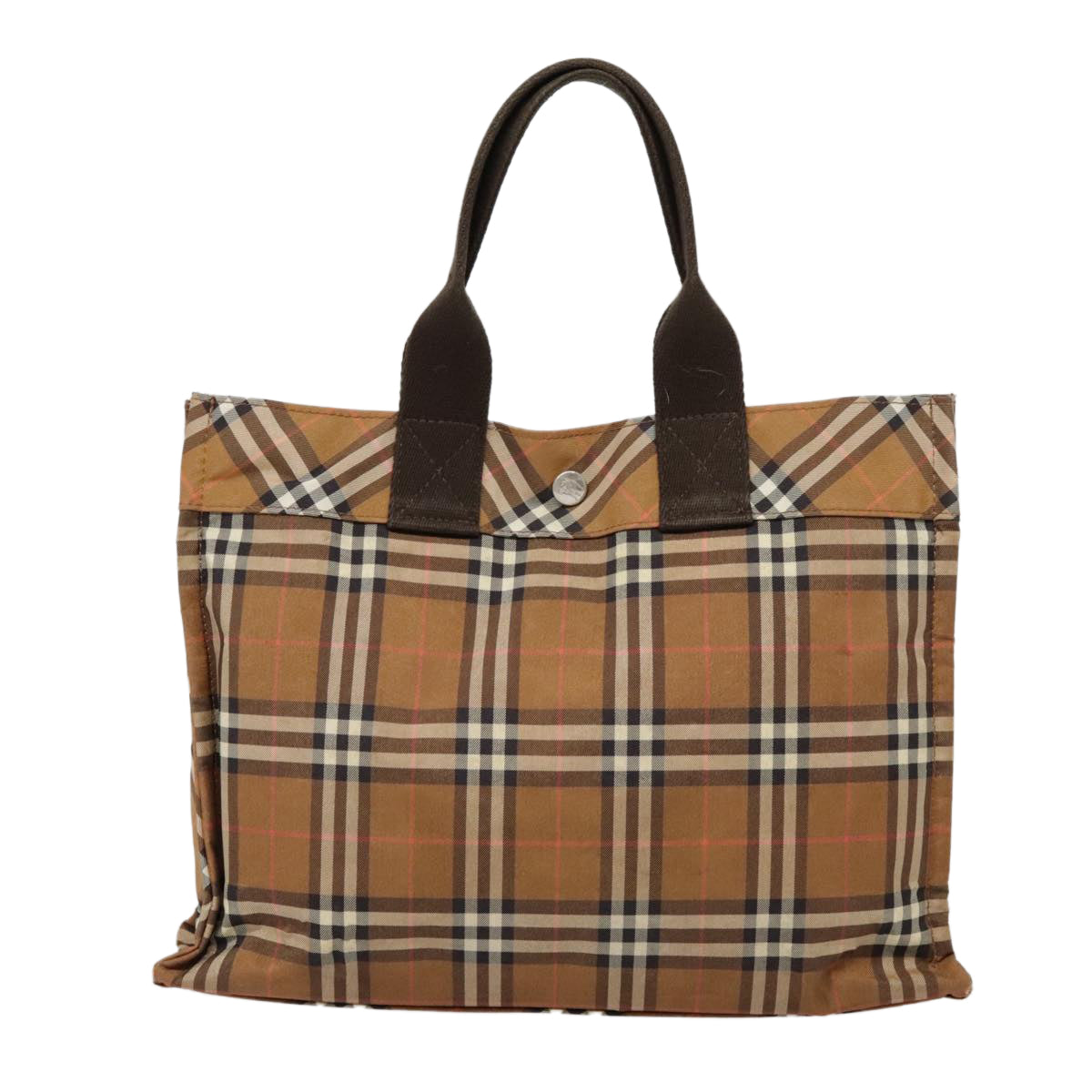 BURBERRY Nova Check Blue Label Tote Bag Nylon Brown Auth 90264