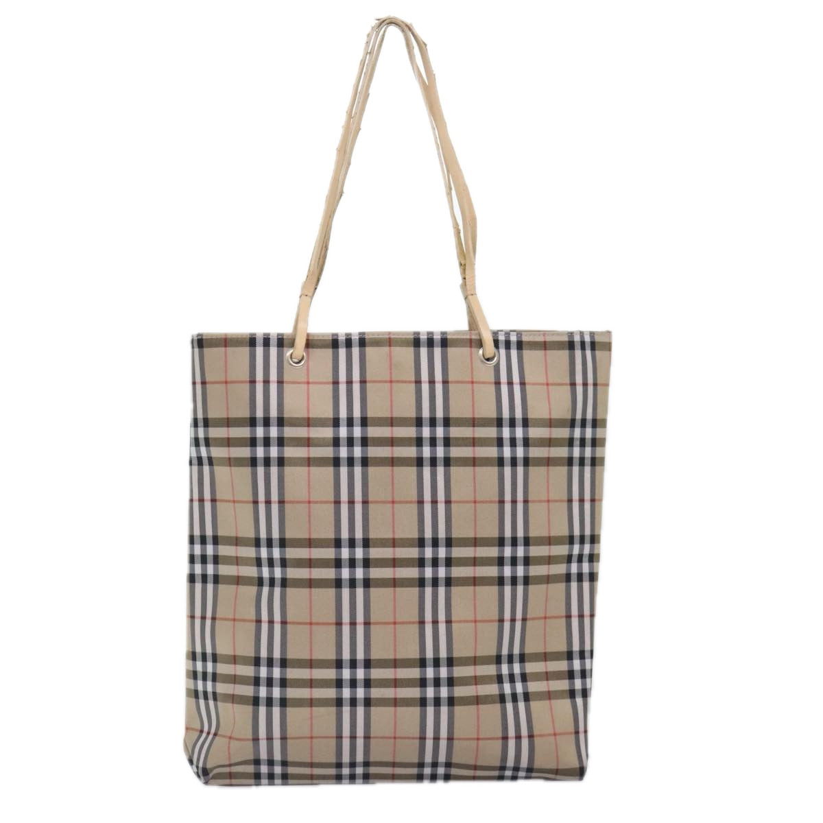 BURBERRY Nova Check Tote Bag Nylon Beige Auth 90284