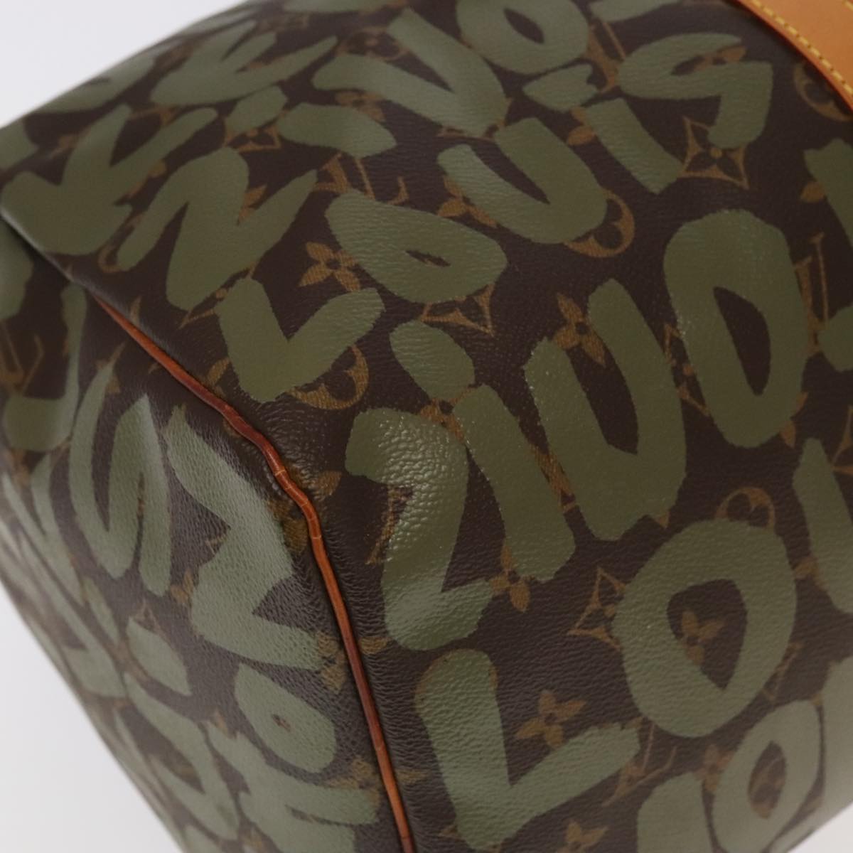 LOUIS VUITTON Monogram Graffiti Keepall 50 Boston Bag Khaki M92196 Auth 90286SAV