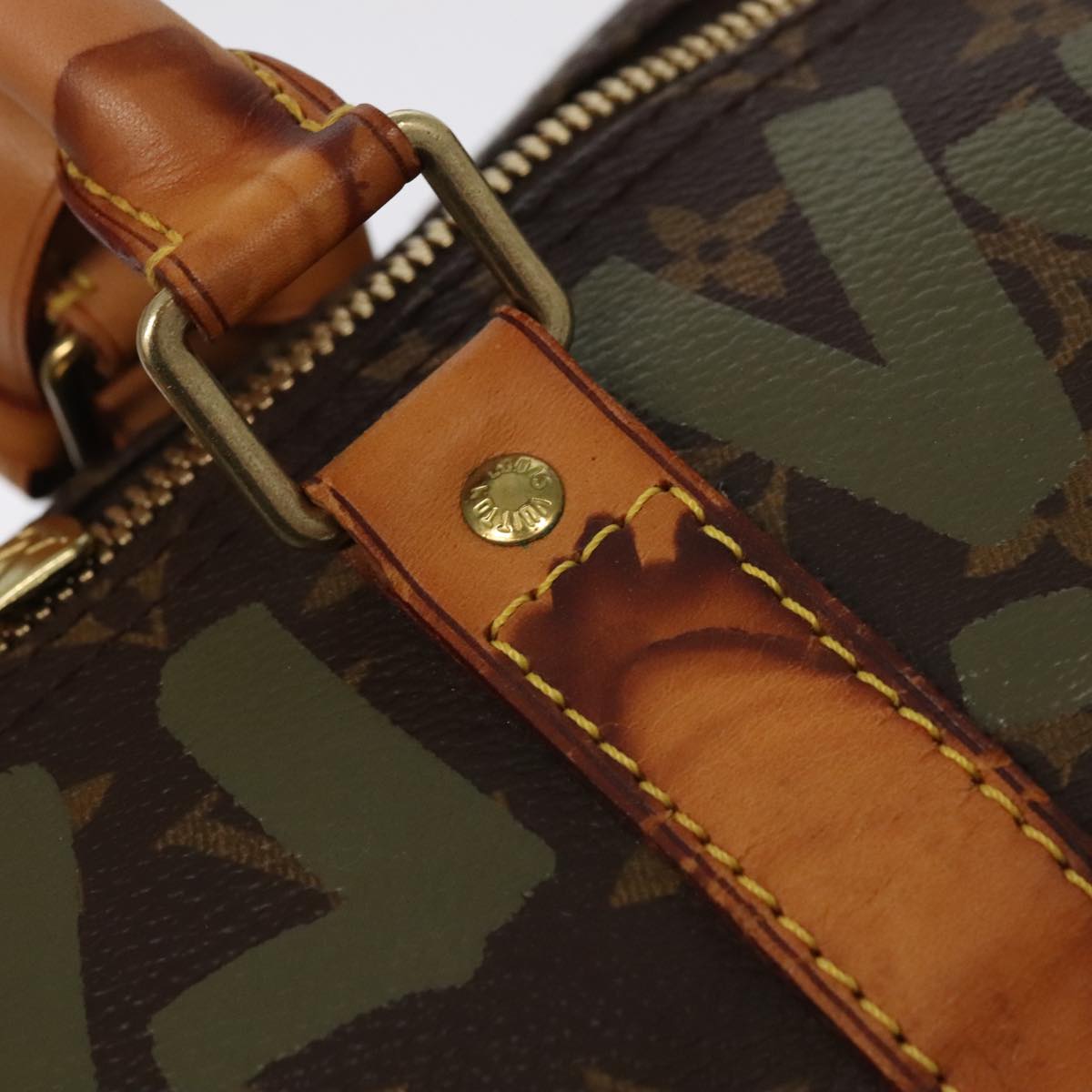 LOUIS VUITTON Monogram Graffiti Keepall 50 Boston Bag Khaki M92196 Auth 90286SAV