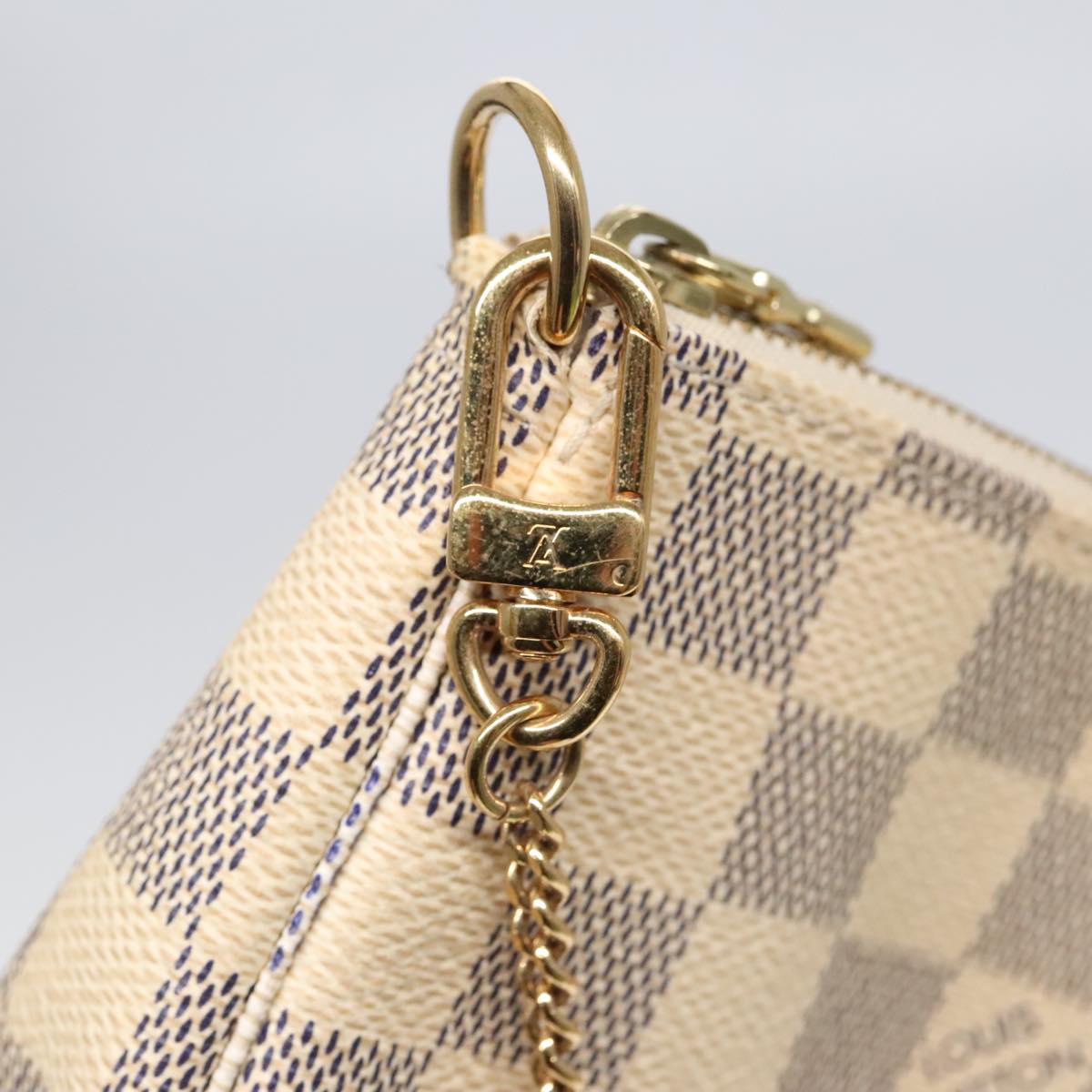 LOUIS VUITTON Damier Azur Mini Pochette Accessoires Pouch N63005 LV Auth 90302