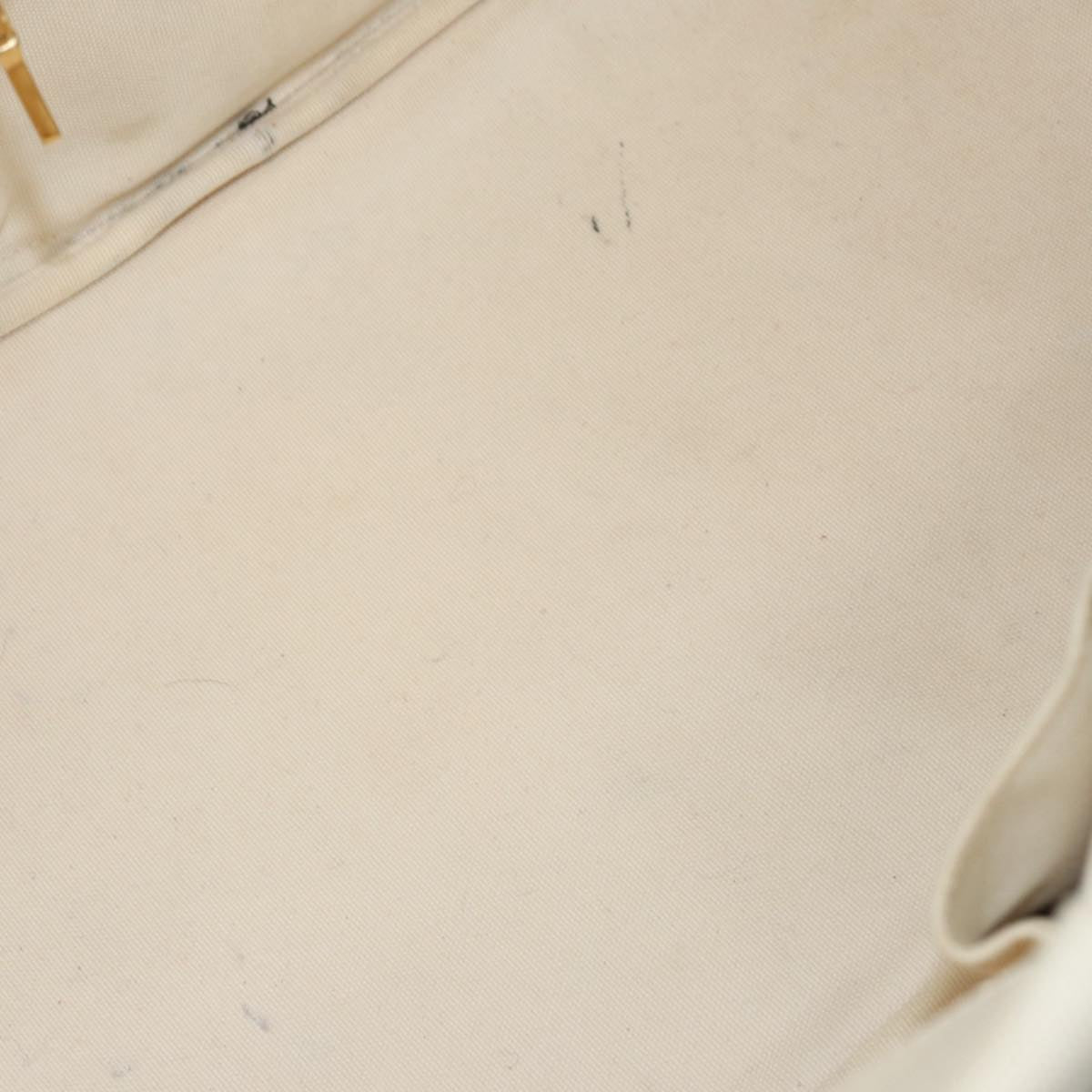 PRADA Canapa GM Hand Bag Canvas Gold White Auth 90320