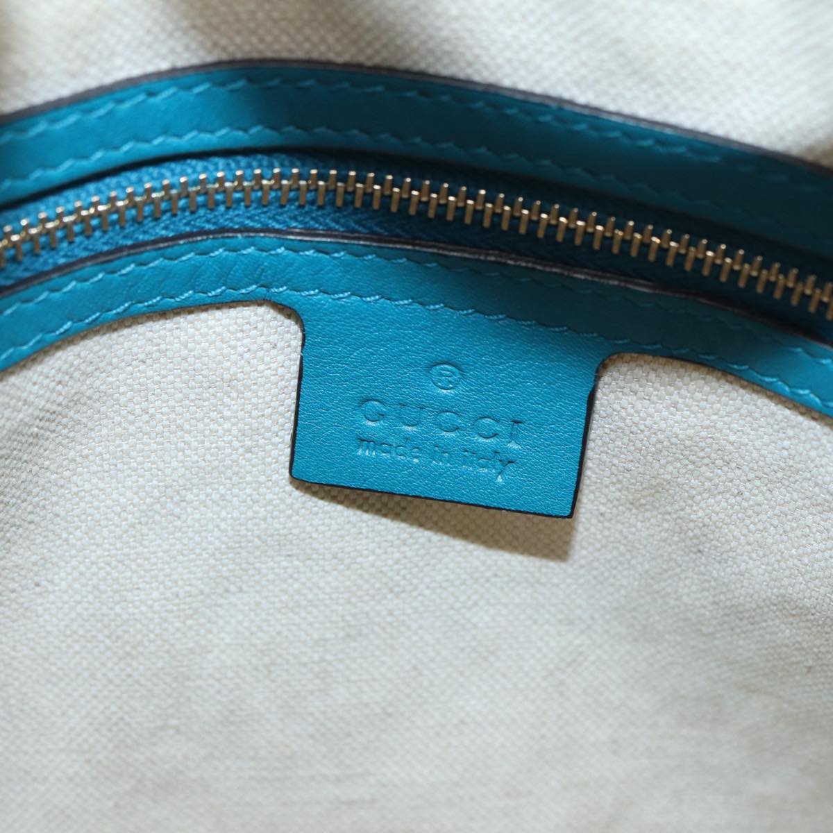 GUCCI Micro GG Canvas Hand Bag 2way Turquoise Blue Gold 309617 Auth 90323