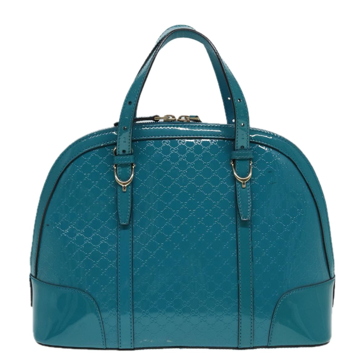 GUCCI Micro GG Canvas Hand Bag 2way Turquoise Blue Gold 309617 Auth 90323