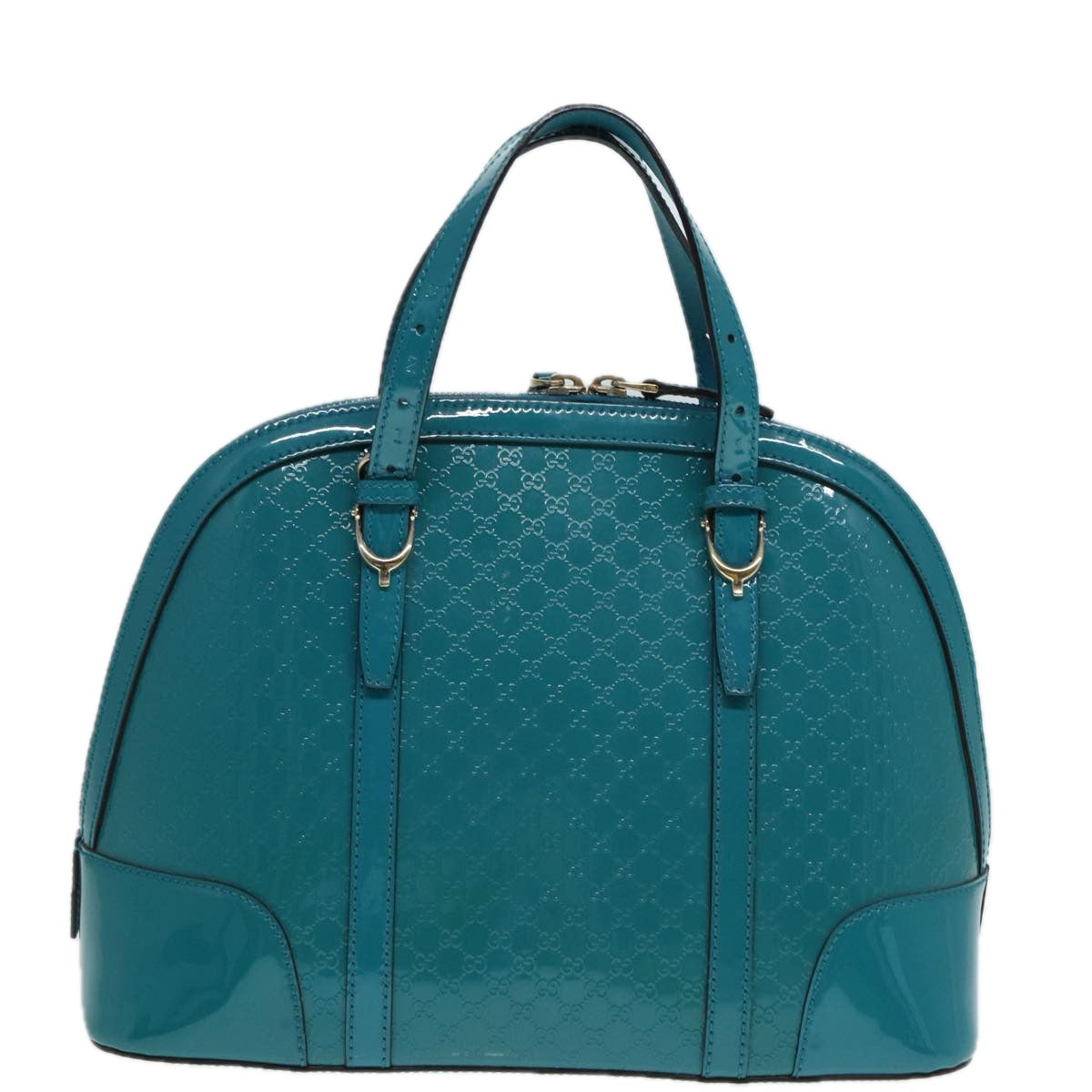 GUCCI Micro GG Canvas Hand Bag 2way Turquoise Blue Gold 309617 Auth 90323