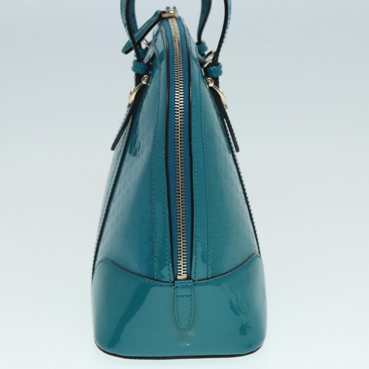 GUCCI Micro GG Canvas Hand Bag 2way Turquoise Blue Gold 309617 Auth 90323