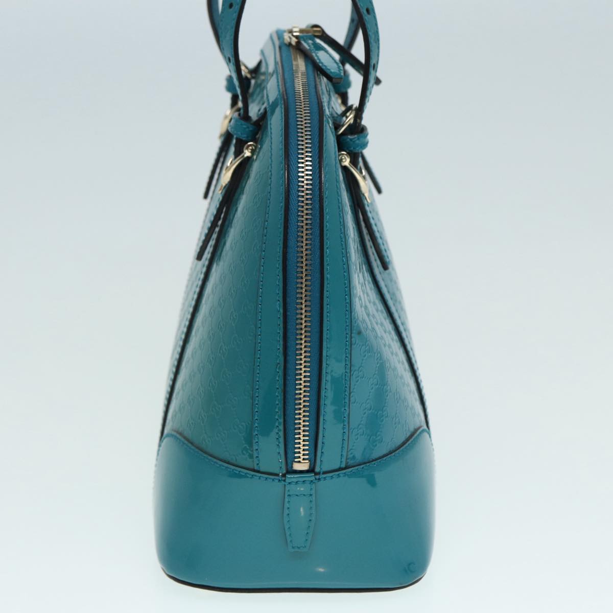 GUCCI Micro GG Canvas Hand Bag 2way Turquoise Blue Gold 309617 Auth 90323