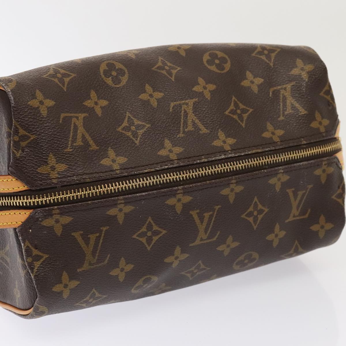 LOUIS VUITTON Monogram Trousse Patte Pression Cosmetic Pouch M47636 Auth 90324