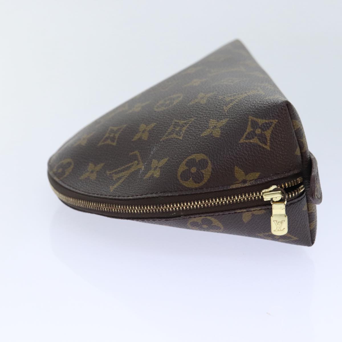 LOUIS VUITTON Monogram Trousse Demi Ronde Cosmetic Pouch M47520 LV Auth 90329