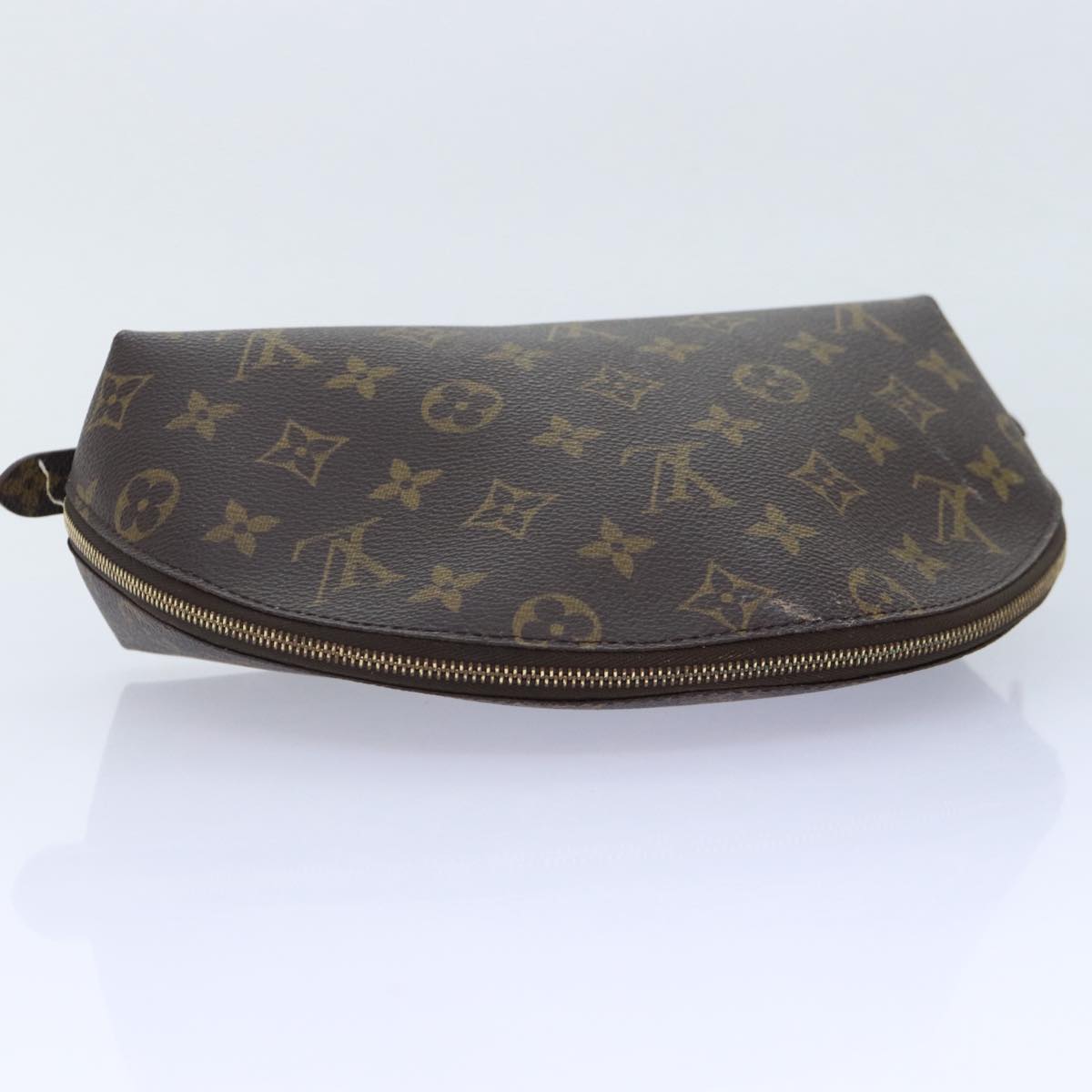 LOUIS VUITTON Monogram Trousse Demi Ronde Cosmetic Pouch M47520 LV Auth 90329