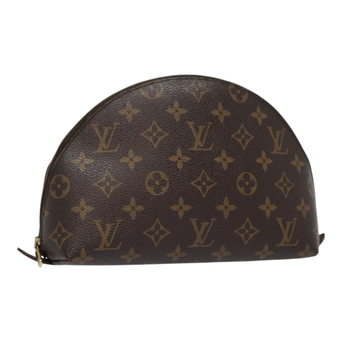 LOUIS VUITTON Monogram Trousse Demi Ronde Cosmetic Pouch M47520 LV Auth 90331