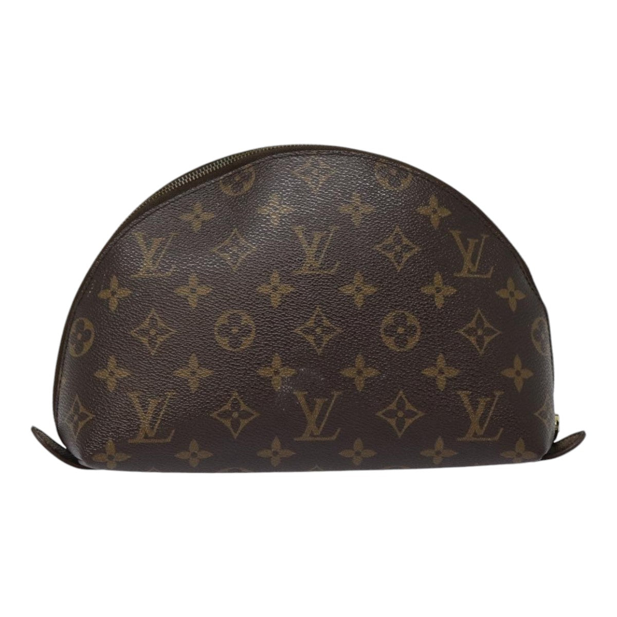 LOUIS VUITTON Monogram Trousse Demi Ronde Cosmetic Pouch M47520 LV Auth 90331