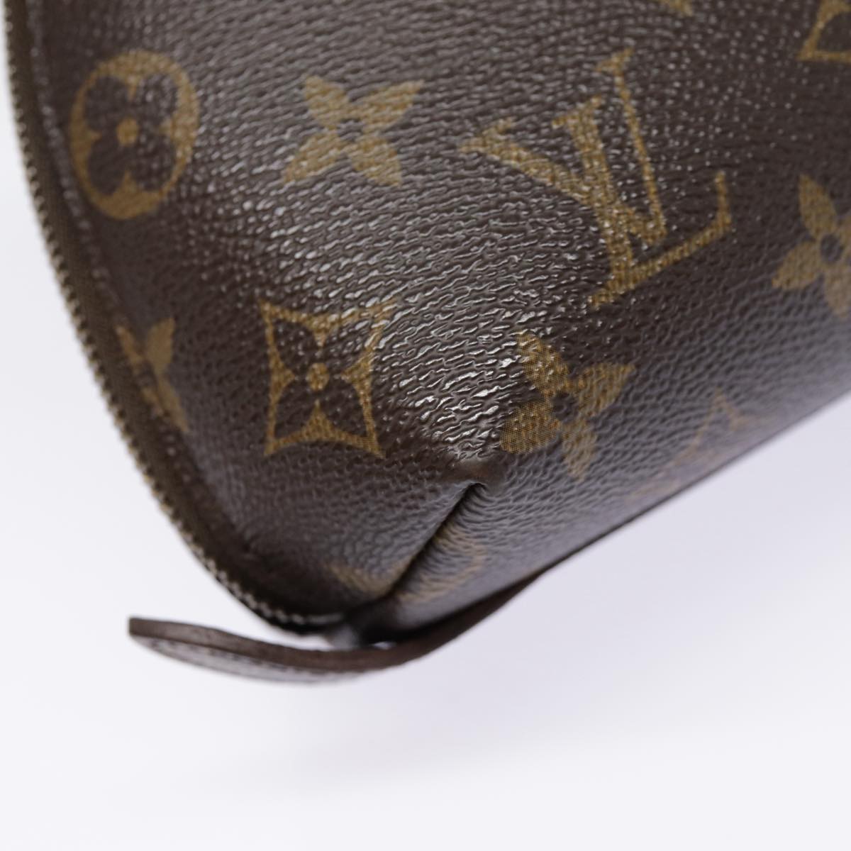 LOUIS VUITTON Monogram Trousse Demi Ronde Cosmetic Pouch M47520 LV Auth 90331