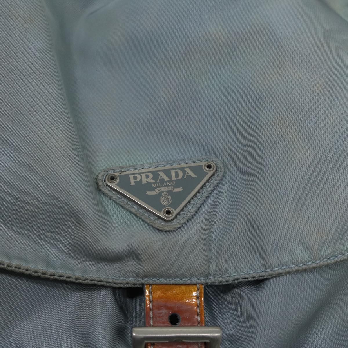 PRADA Backpack Nylon Light Blue Silver Auth 90336