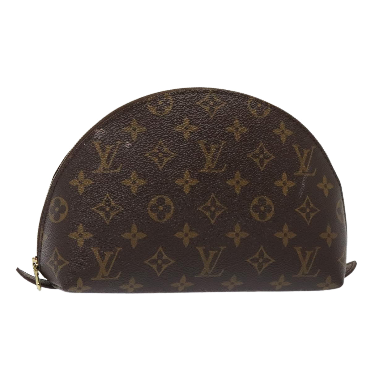 LOUIS VUITTON Monogram Trousse Demi Ronde Cosmetic Pouch M47520 LV Auth 90360