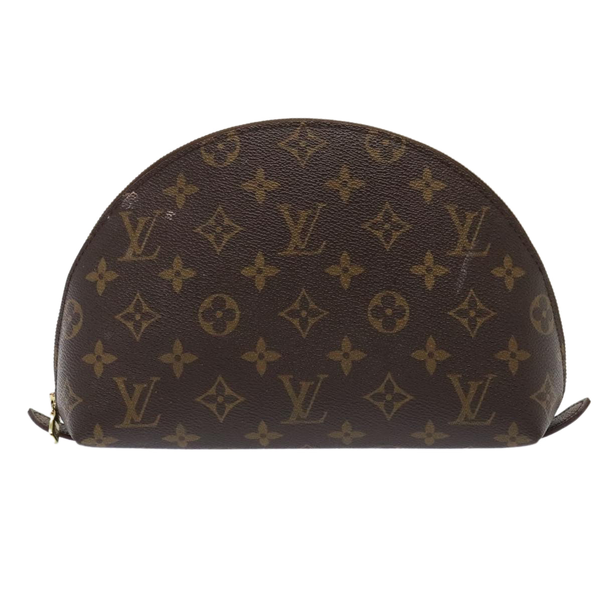 LOUIS VUITTON Monogram Trousse Demi Ronde Cosmetic Pouch M47520 LV Auth 90360