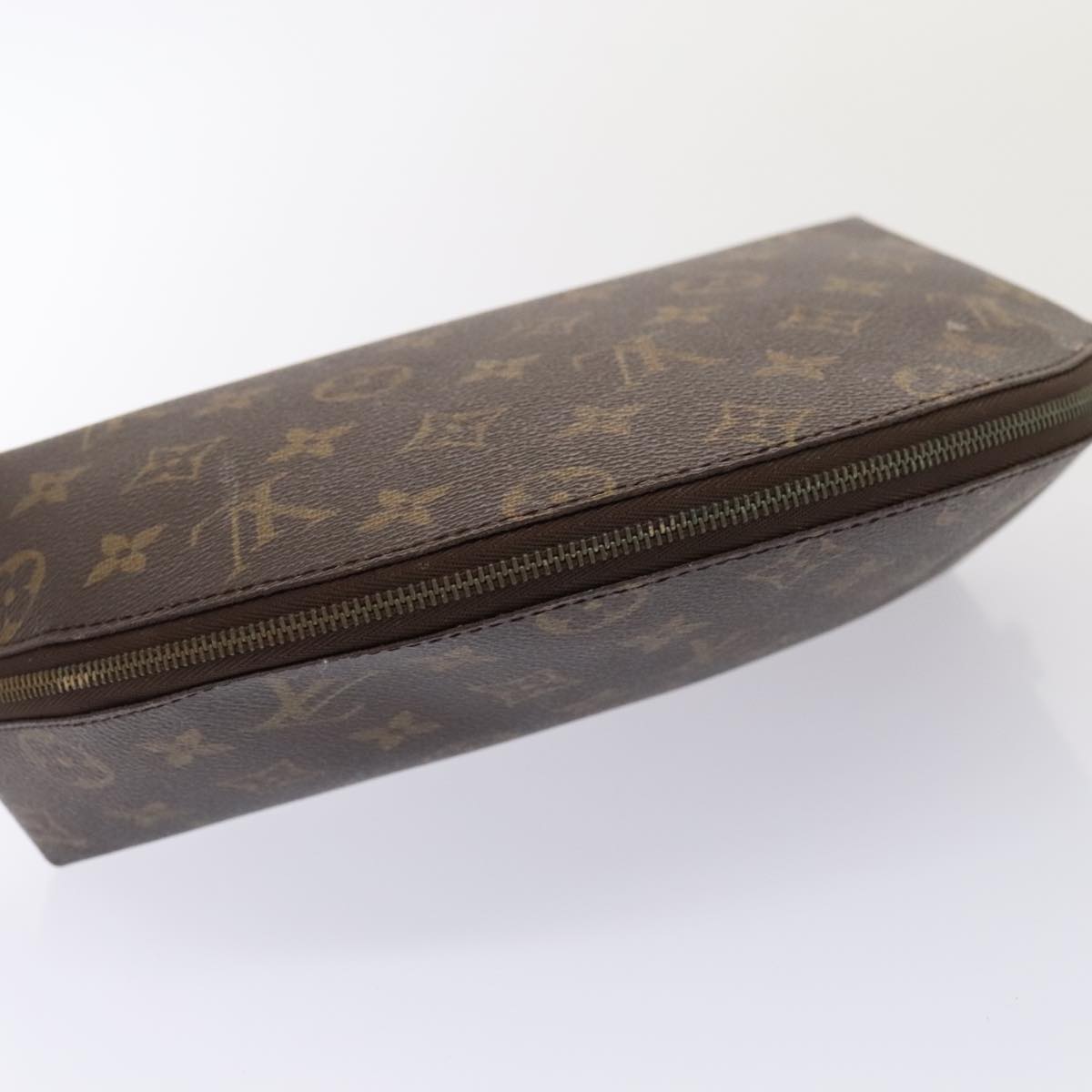 LOUIS VUITTON Monogram Trousse Demi Ronde Cosmetic Pouch M47520 LV Auth 90360