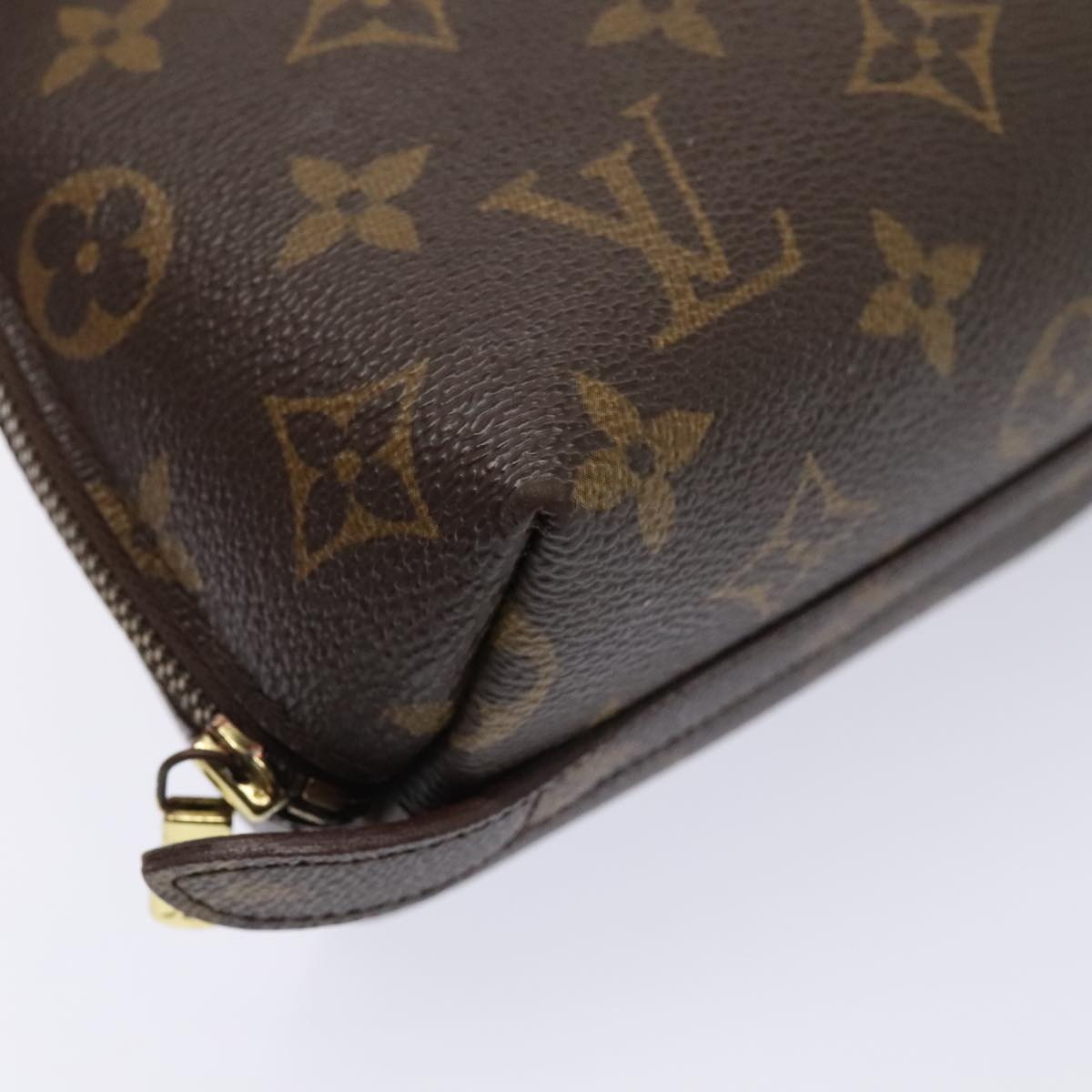 LOUIS VUITTON Monogram Trousse Demi Ronde Cosmetic Pouch M47520 LV Auth 90360