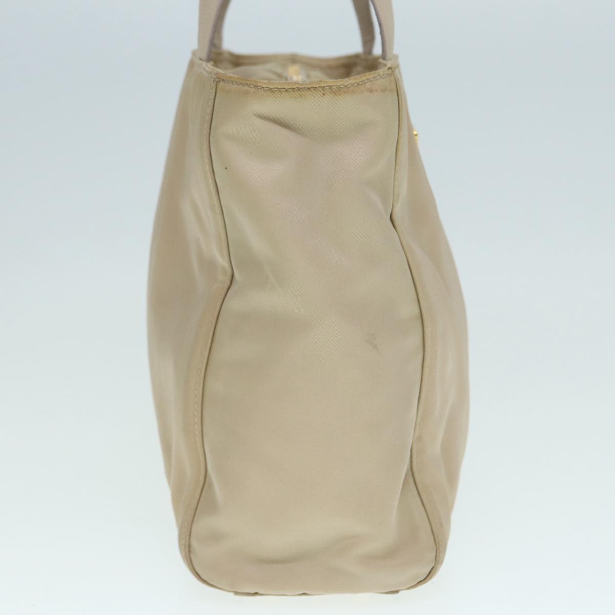 PRADA Hand Bag Nylon Beige Gold Auth 90379