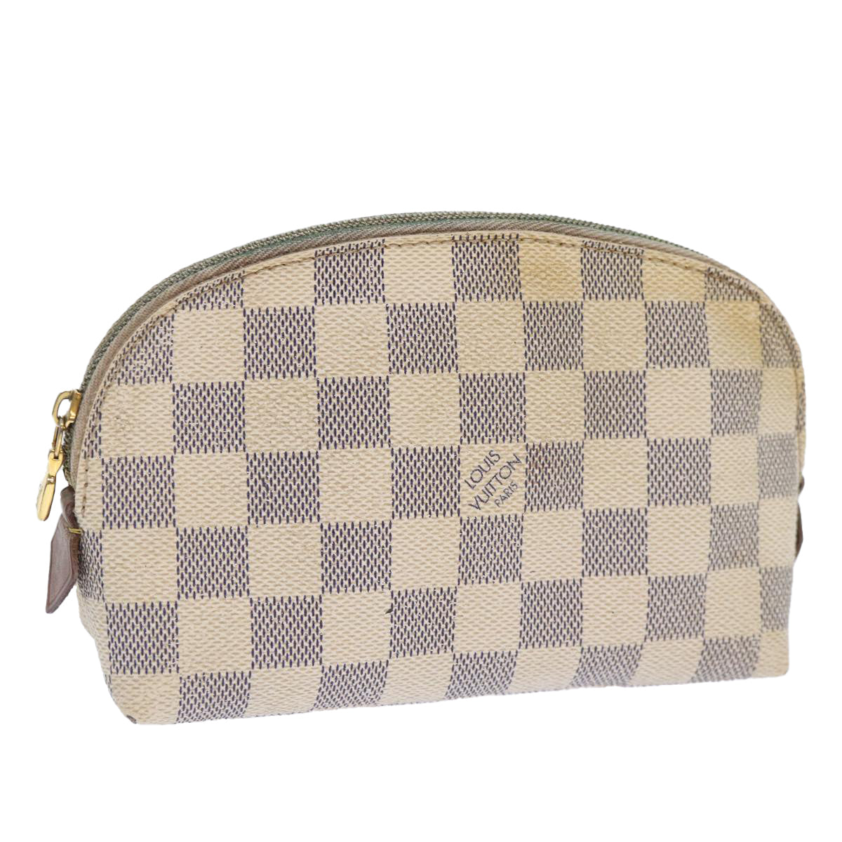 LOUIS VUITTON Damier Azur Pochette Cosmetic PM Pouch N60024 LV Auth 90381