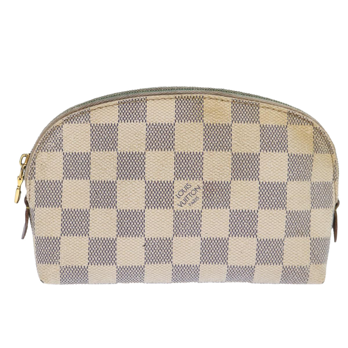 LOUIS VUITTON Damier Azur Pochette Cosmetic PM Pouch N60024 LV Auth 90381