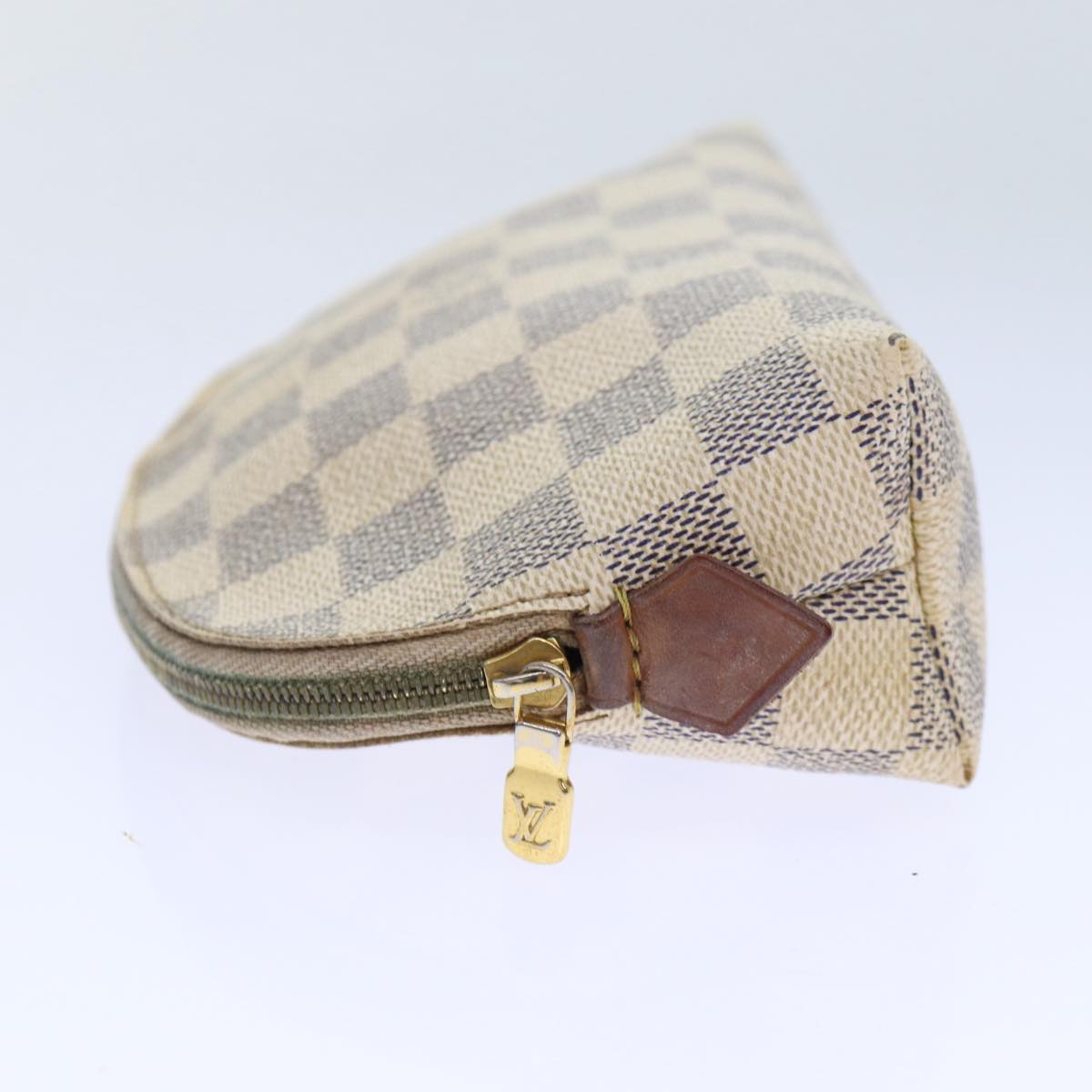 LOUIS VUITTON Damier Azur Pochette Cosmetic PM Pouch N60024 LV Auth 90381