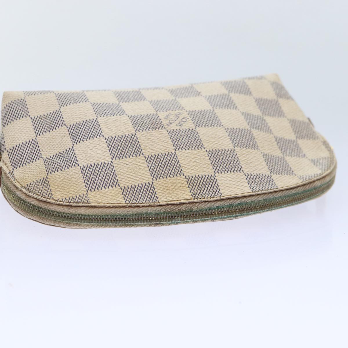 LOUIS VUITTON Damier Azur Pochette Cosmetic PM Pouch N60024 LV Auth 90381