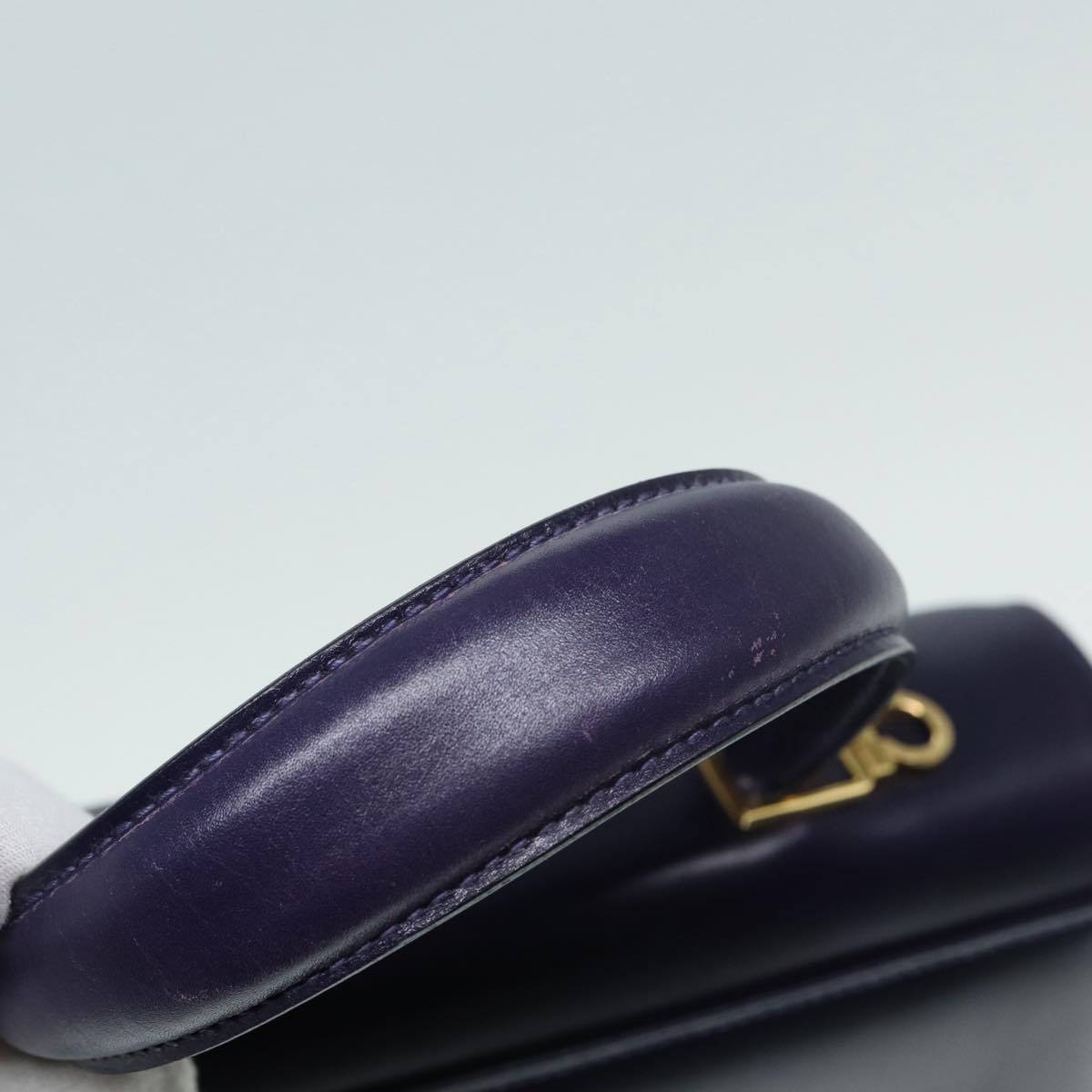 Salvatore Ferragamo Gancini Hand Bag Leather 2way Purple Gold Auth 90385