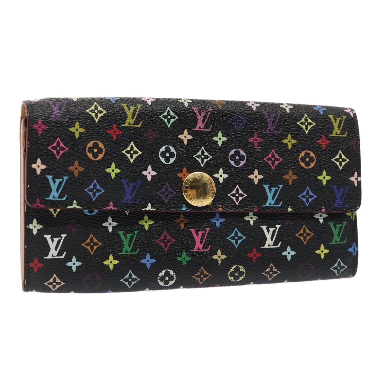 LOUIS VUITTON Multicolor Pochette Porte Monnaie Credit Black M60005 Auth 90393