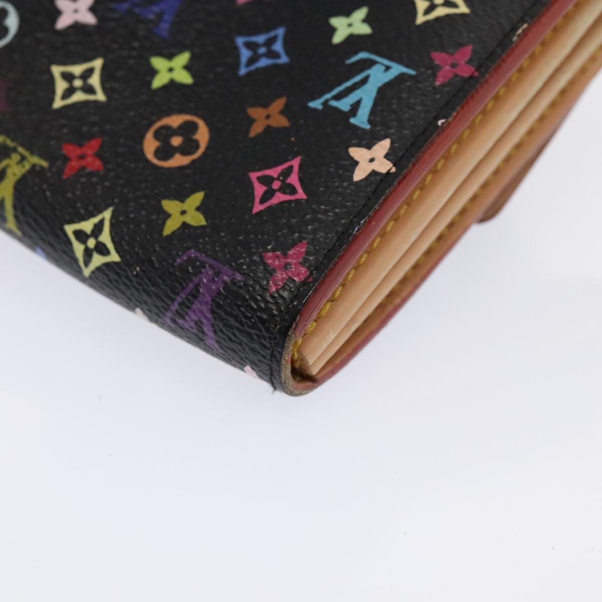 LOUIS VUITTON Multicolor Pochette Porte Monnaie Credit Black M60005 Auth 90393