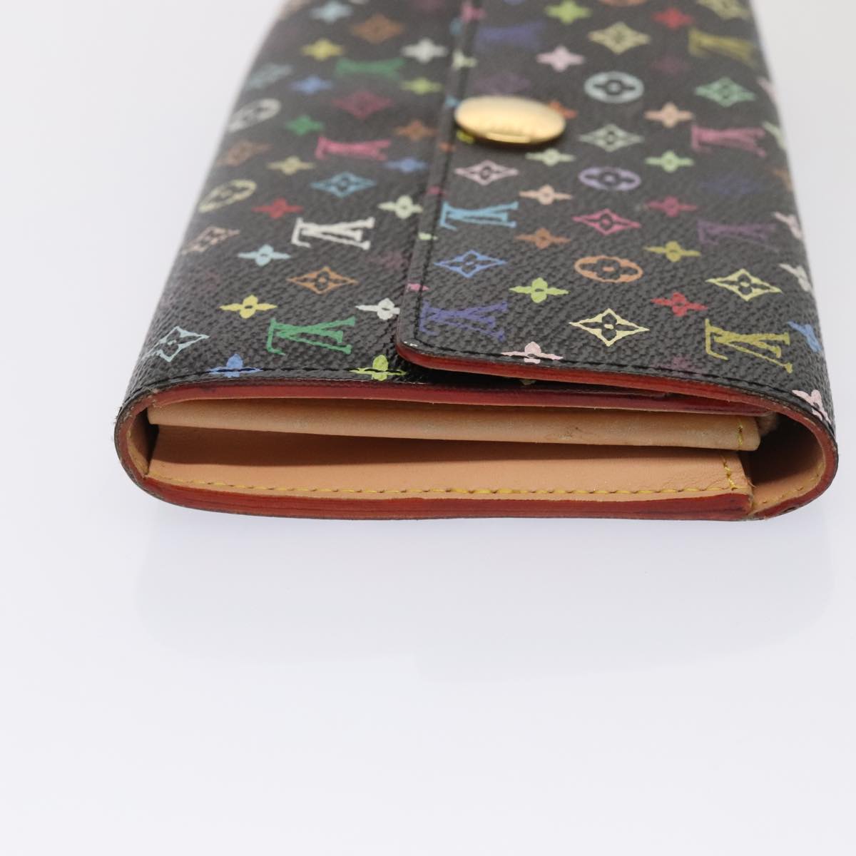 LOUIS VUITTON Multicolor Pochette Porte Monnaie Credit Black M60005 Auth 90393