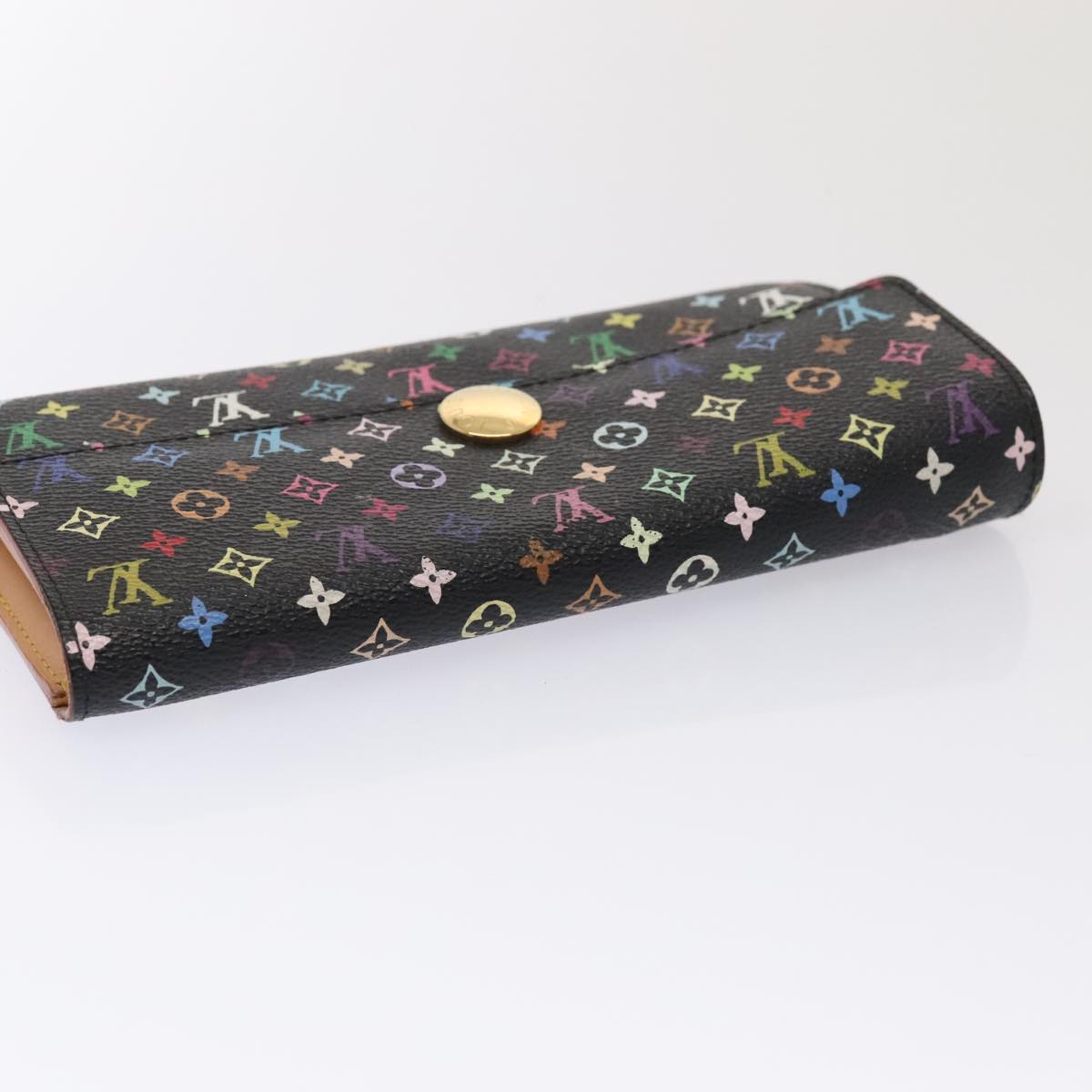 LOUIS VUITTON Multicolor Pochette Porte Monnaie Credit Black M60005 Auth 90393