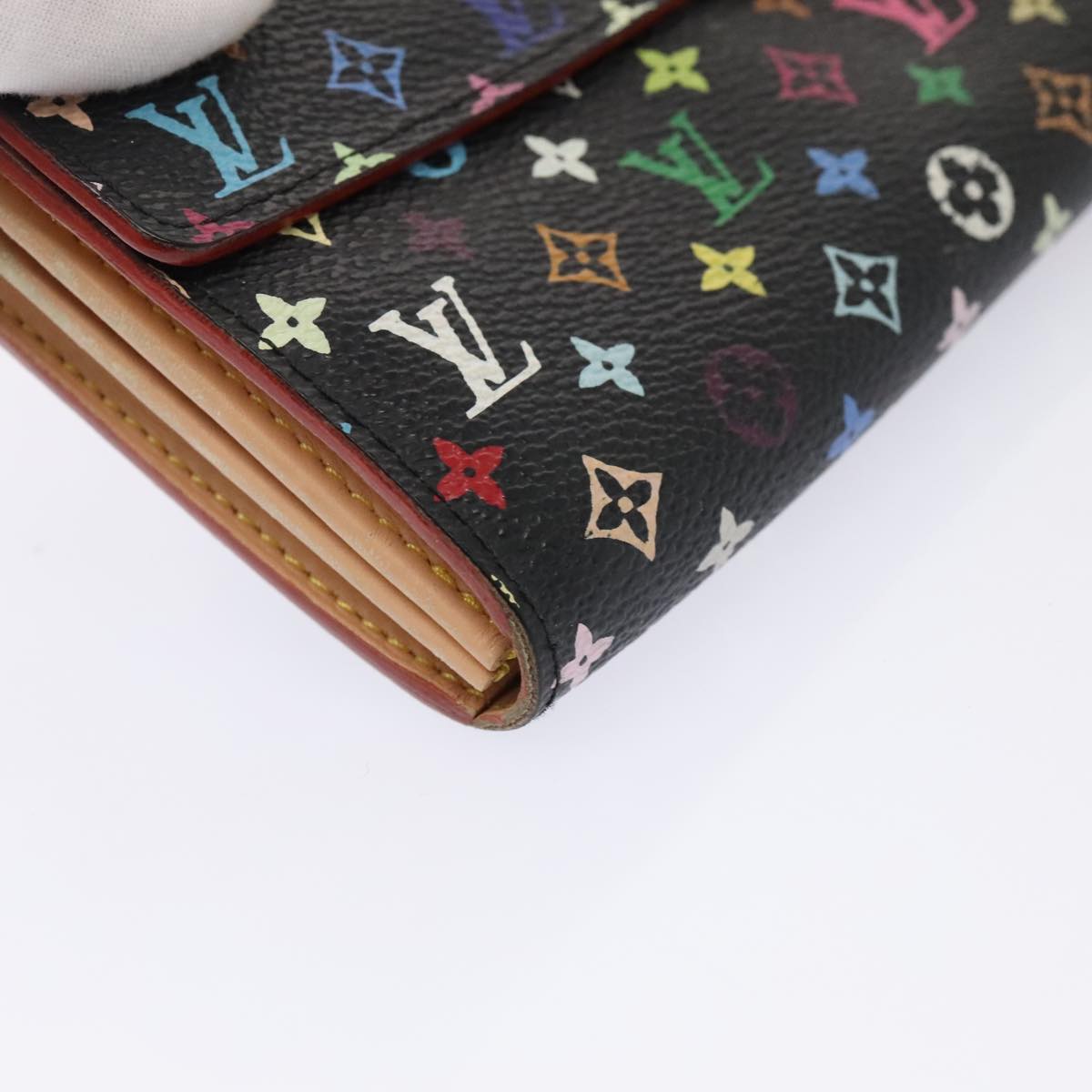 LOUIS VUITTON Multicolor Pochette Porte Monnaie Credit Black M60005 Auth 90393