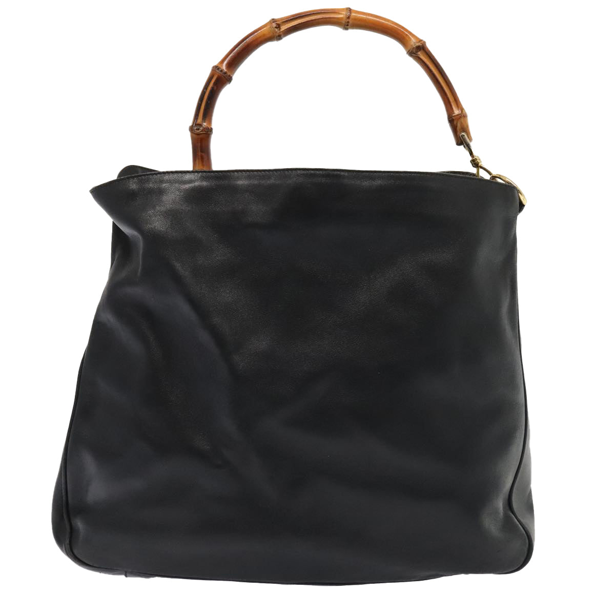 GUCCI Bamboo Shoulder Bag Leather 2way Black Gold 001 2123 1577 Auth 90421
