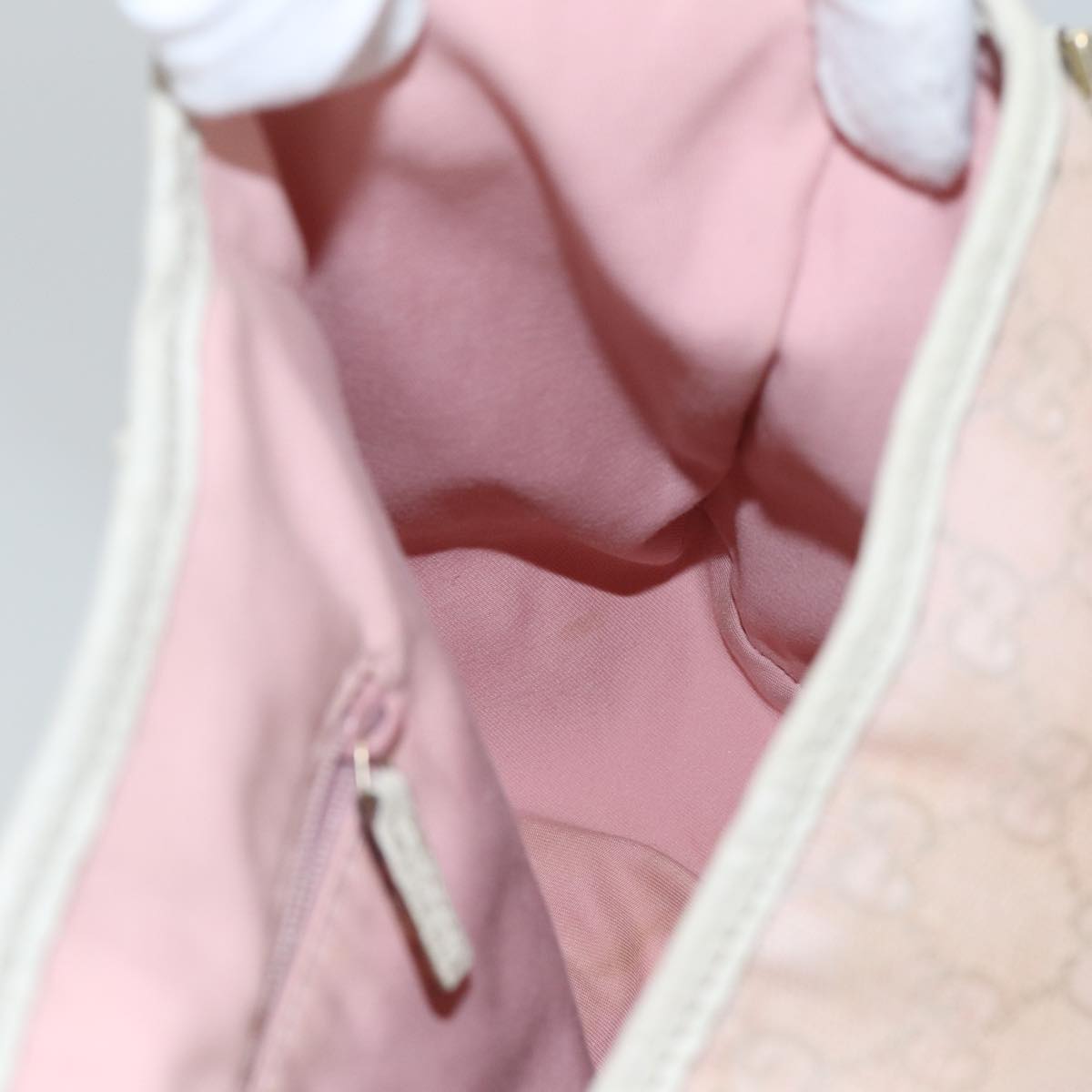 GUCCI GG Canvas Tote Bag Gold Pink 130736 Auth 90470