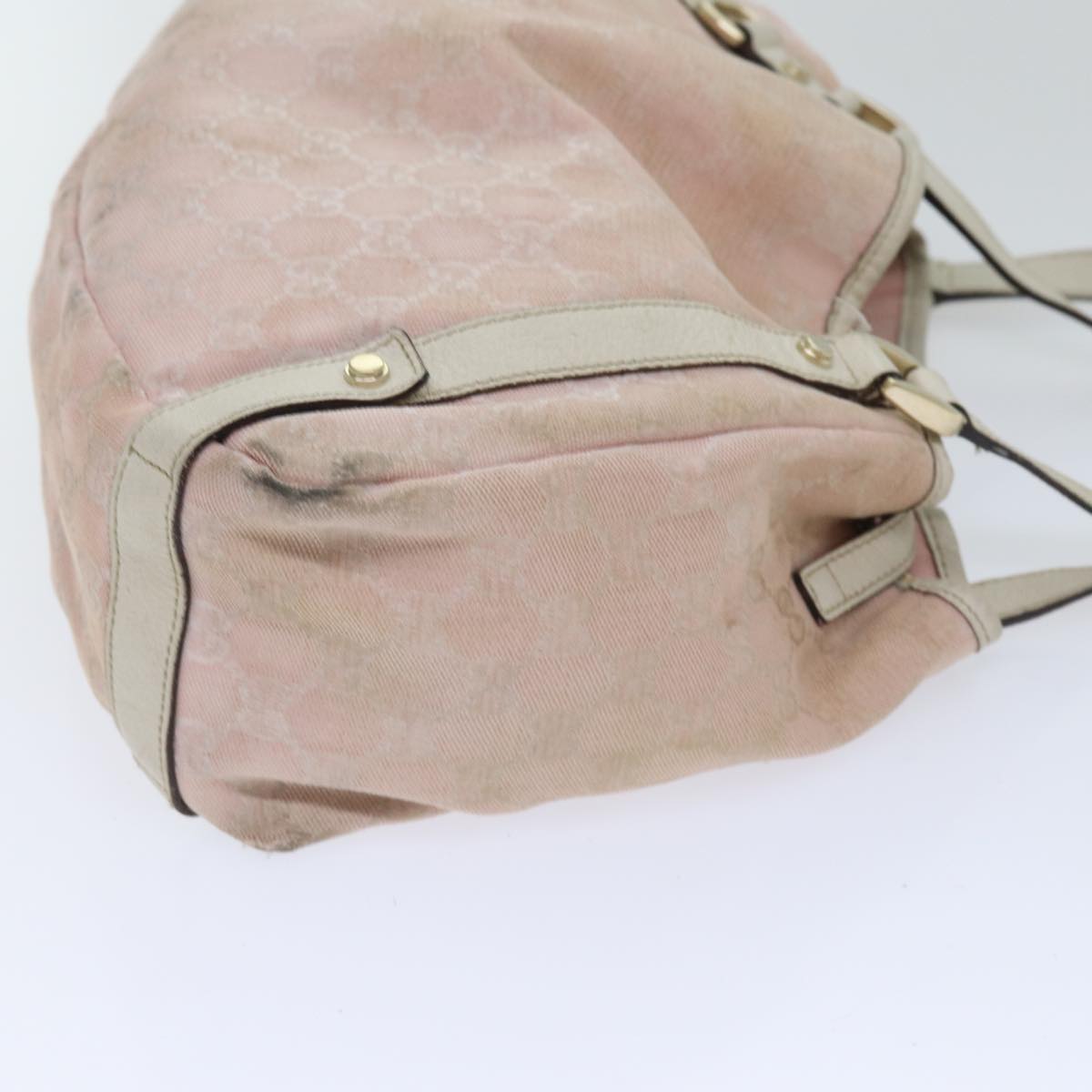GUCCI GG Canvas Tote Bag Gold Pink 130736 Auth 90470