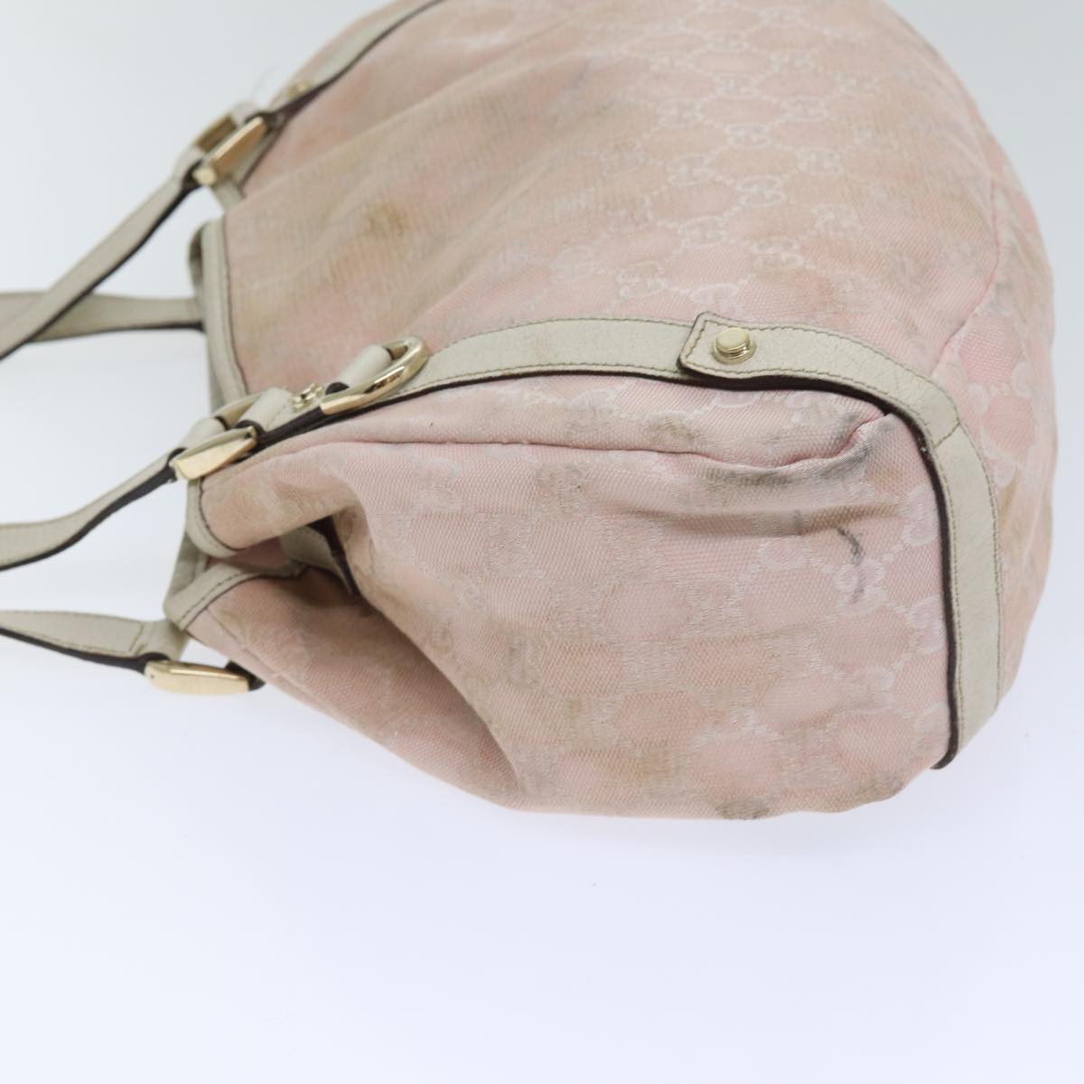 GUCCI GG Canvas Tote Bag Gold Pink 130736 Auth 90470