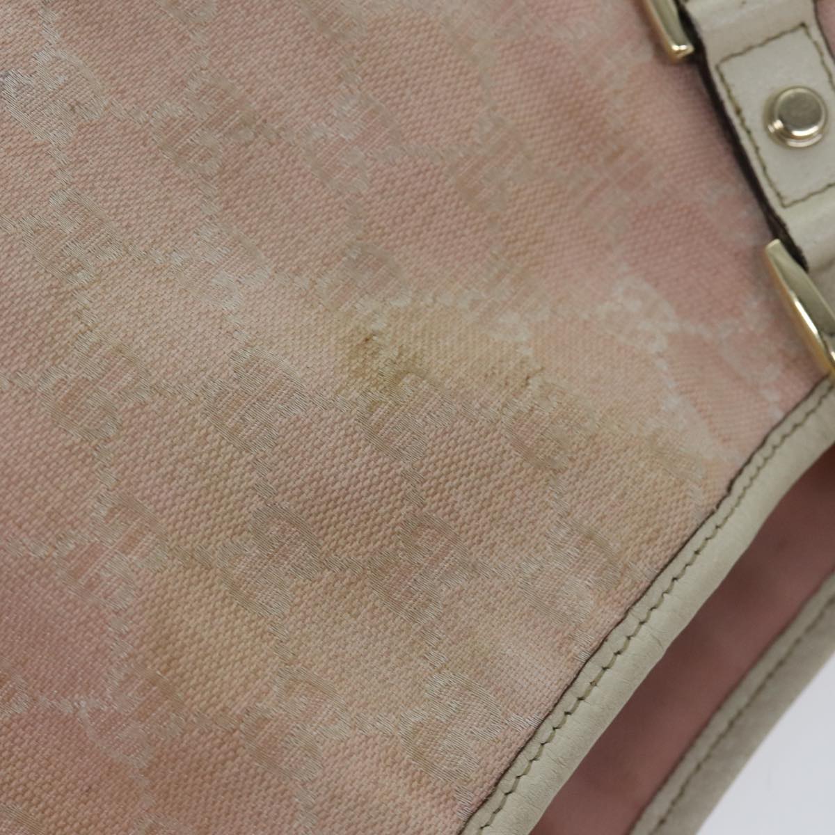 GUCCI GG Canvas Tote Bag Gold Pink 130736 Auth 90470
