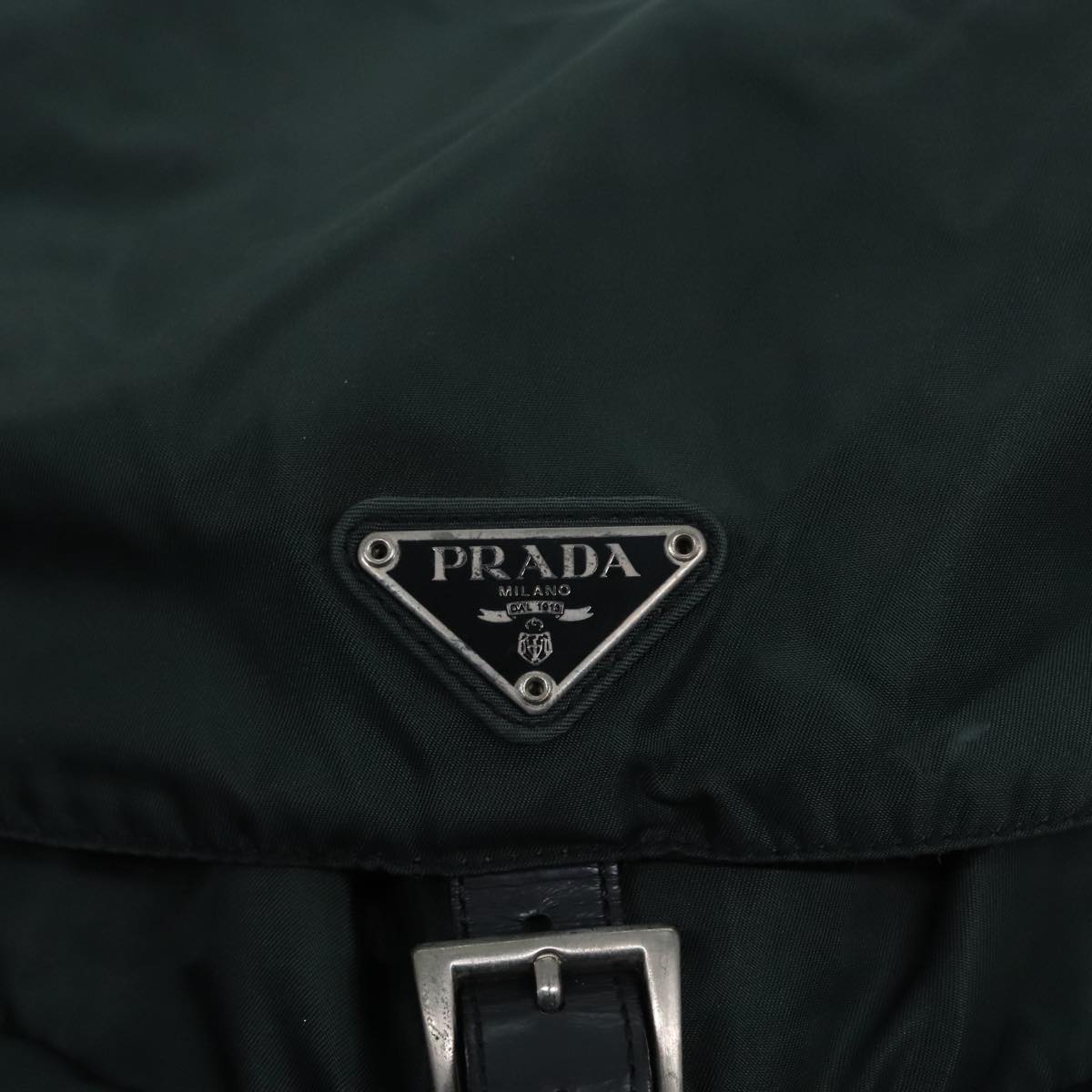 PRADA Backpack Nylon Khaki Silver Auth 90473