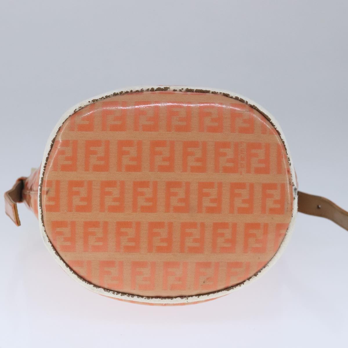 FENDI Zucchino Canvas Mamma Baguette Shoulder Bag Enamel Gold Orange Auth 90483