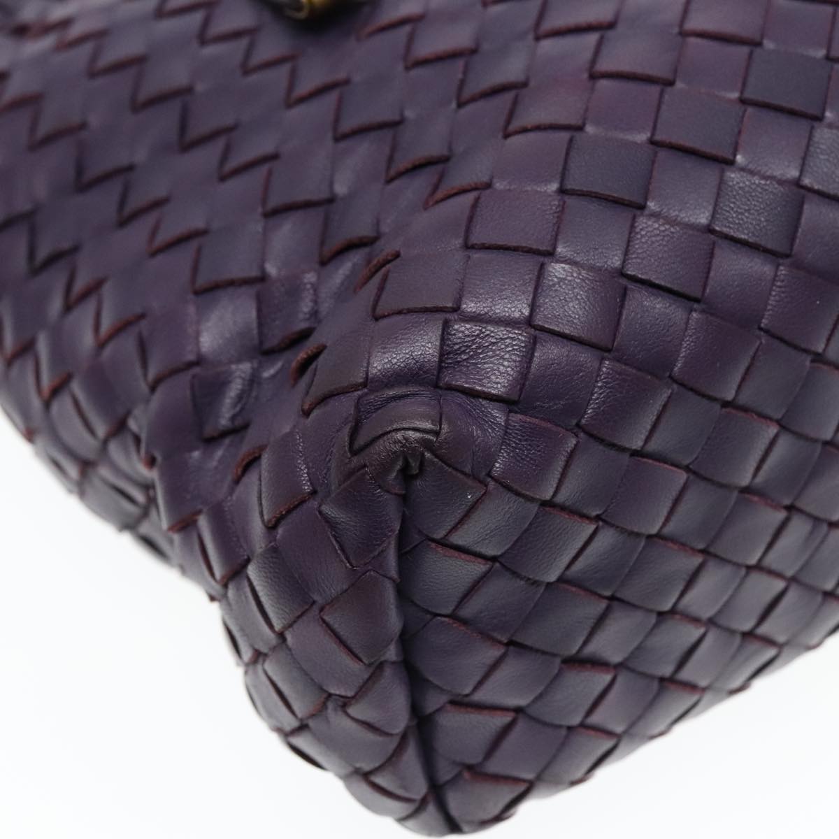 BOTTEGA VENETA INTRECCIATO Hand Bag Leather Purple Gold Auth 90487