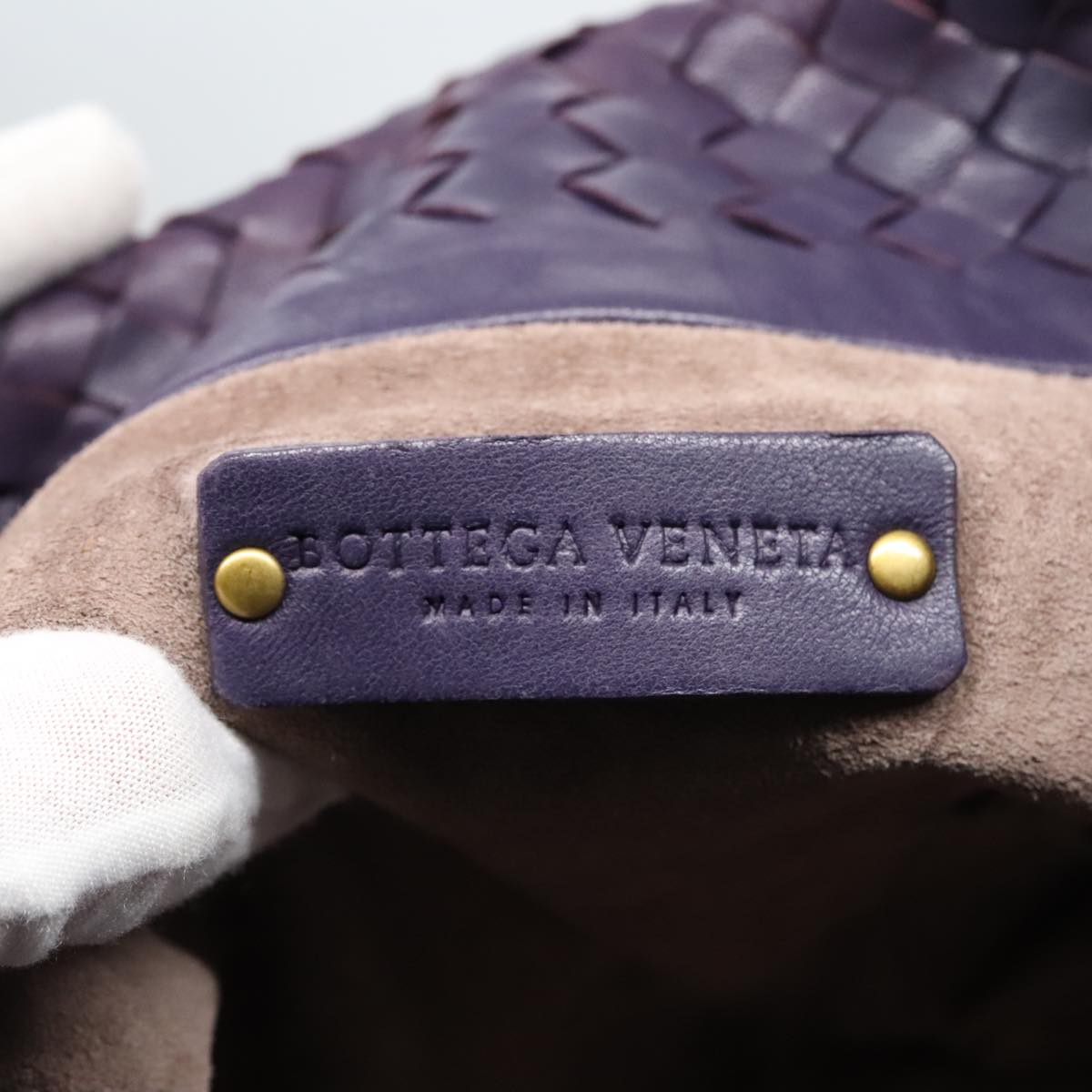 BOTTEGA VENETA INTRECCIATO Hand Bag Leather Purple Gold Auth 90487