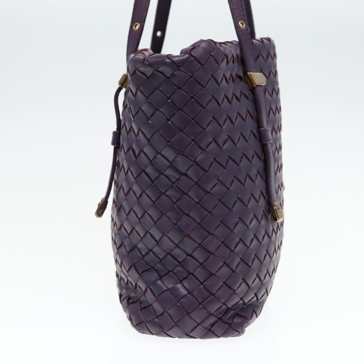 BOTTEGA VENETA INTRECCIATO Hand Bag Leather Purple Gold Auth 90487