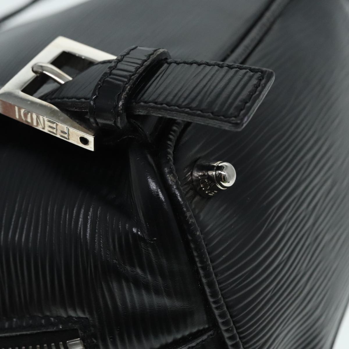 FENDI Backpack Leather Black Auth 90504