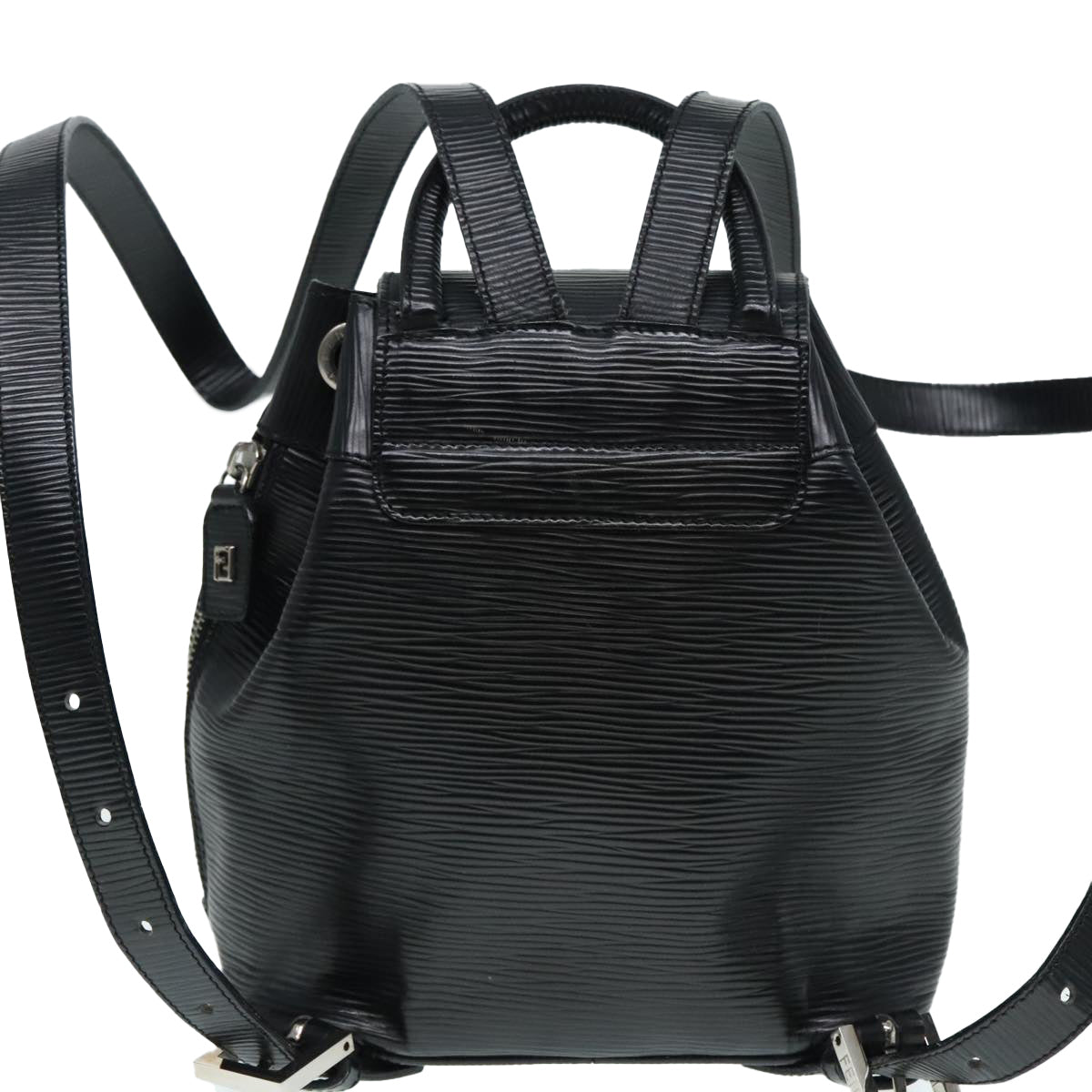 FENDI Backpack Leather Black Auth 90504