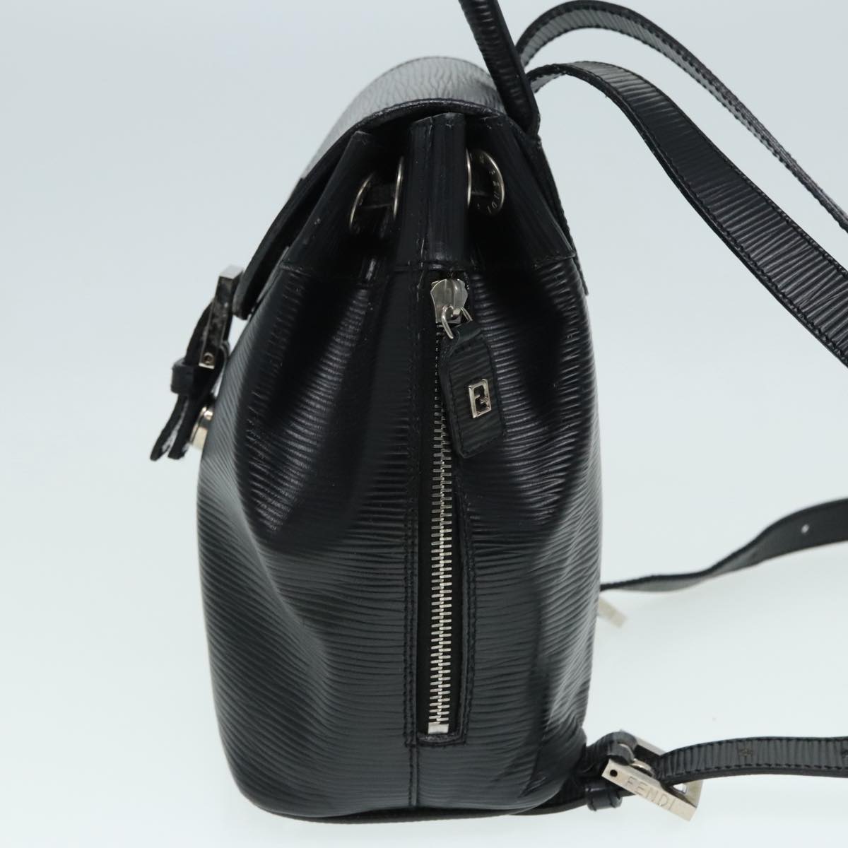 FENDI Backpack Leather Black Auth 90504