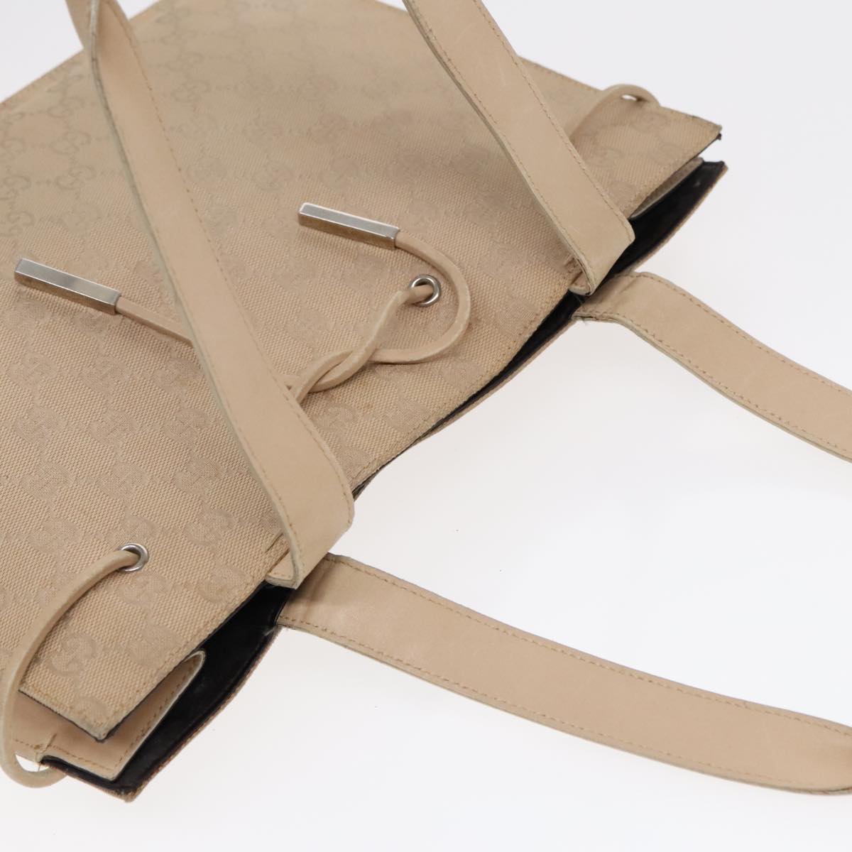 GUCCI GG Canvas Tote Bag Beige Silver 002 1053 Auth 90509