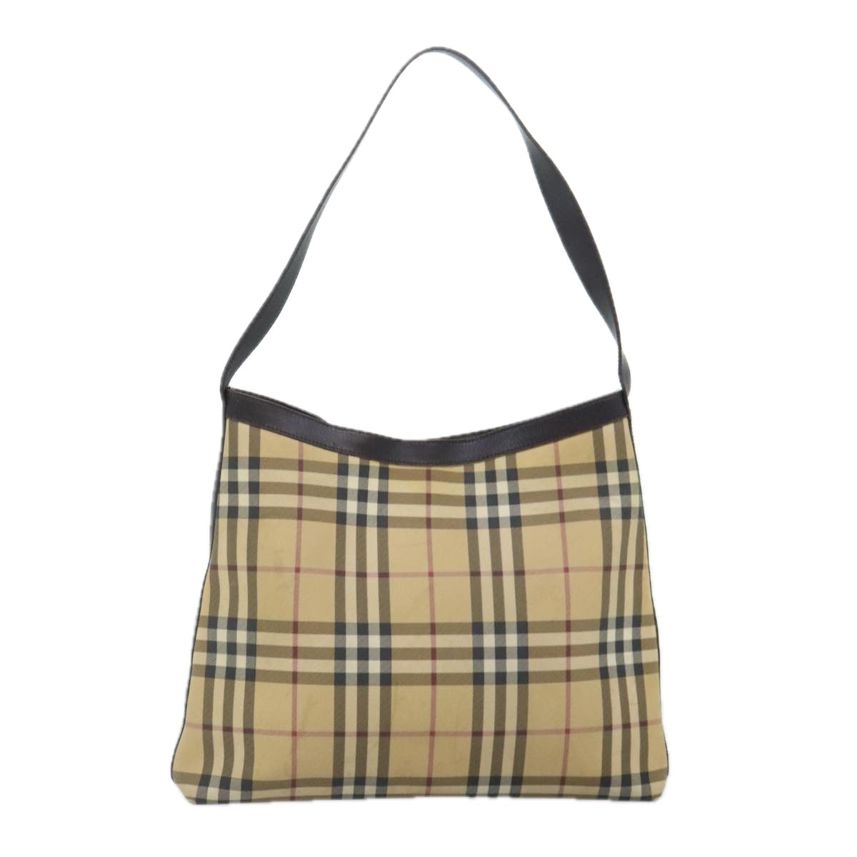 BURBERRY Nova Check Shoulder Bag Coated Canvas Beige Auth 90528