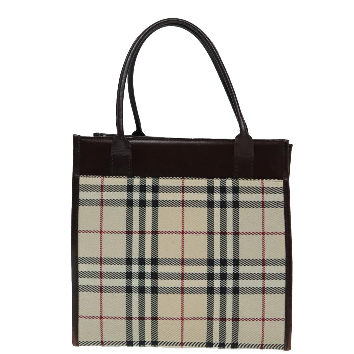 BURBERRY Nova Check Hand Bag Canvas Beige Auth 90535