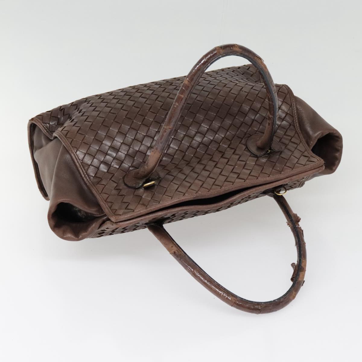 BOTTEGA VENETA INTRECCIATO Hand Bag Leather 2way Brown Gold Auth 90536